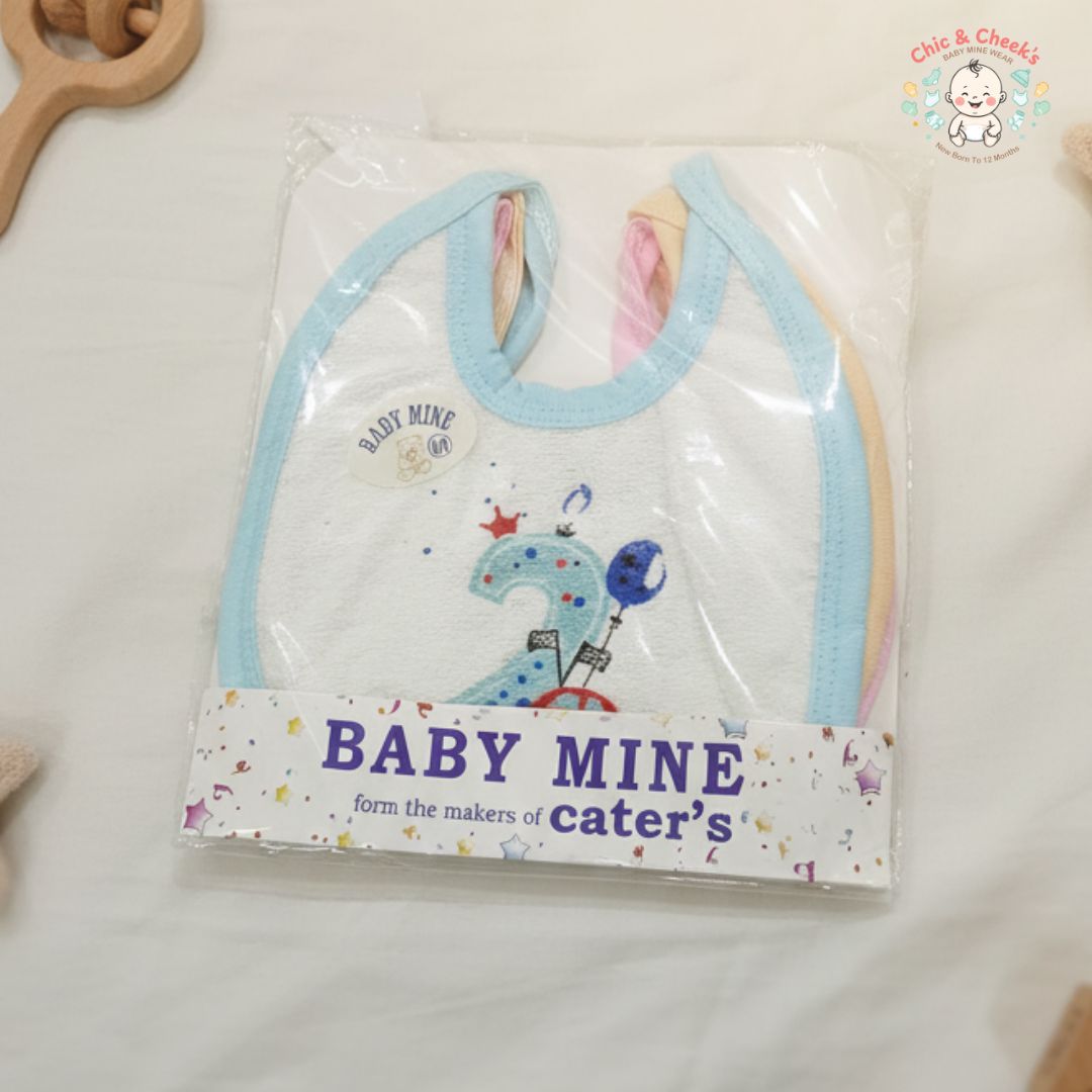 Baby Mine 3-Pack Printed Bibs | Soft Cotton | Baby Store