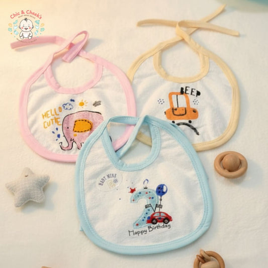Baby Mine 3-Pack Printed Bibs | Soft Cotton | Baby Store